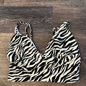 Old Navy Zebra Print Bikini Top - Black and White